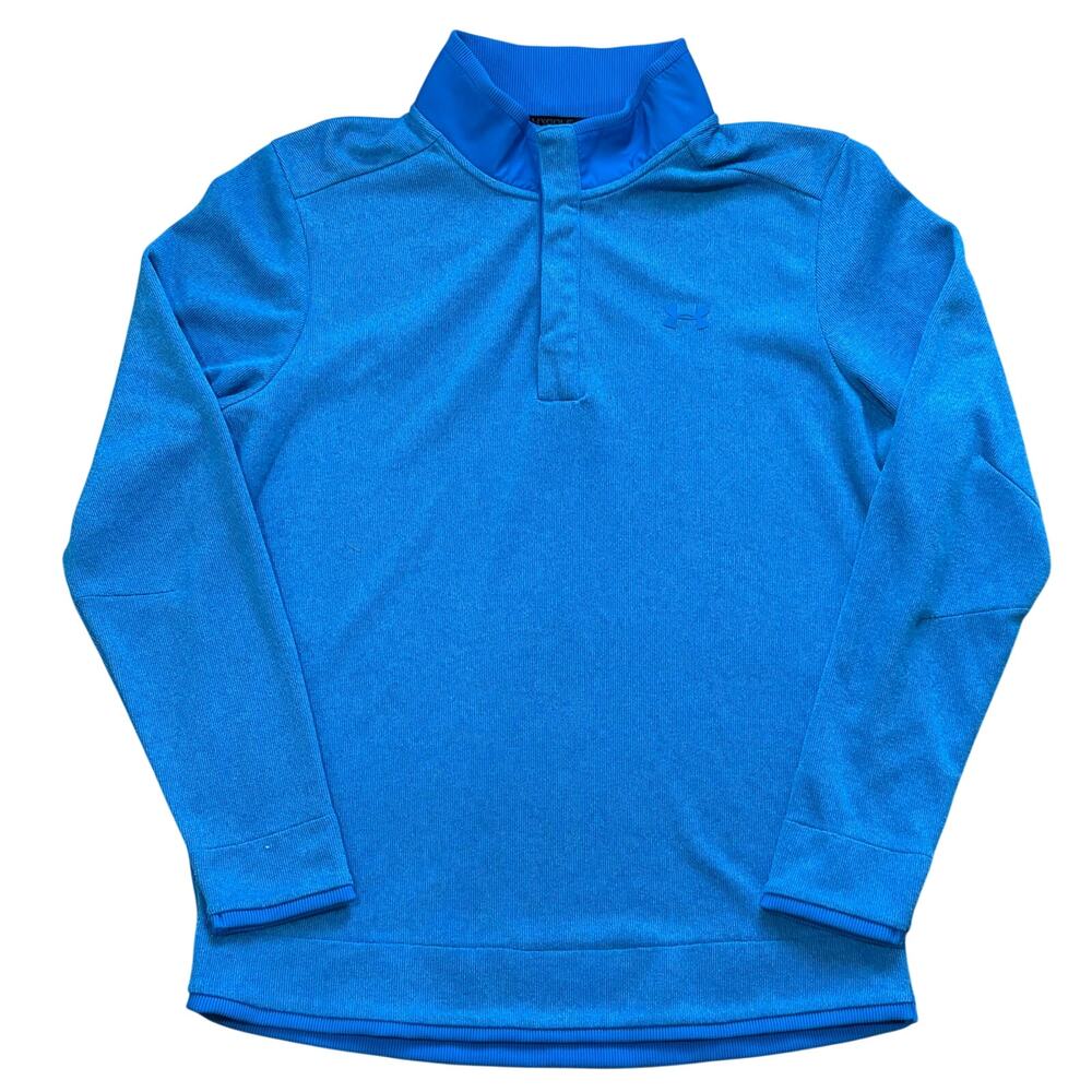 Under Armour Golf Men's Cold Gear Long Sleeve Quarter Button Blue Sweater Large
